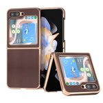 Custodia per telefono con placcatura nano serie Xiaoya in vera pelle, For Samsung Galaxy Z Flip5, For Samsung Galaxy Z Fold5