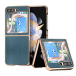 Custodia per telefono con placcatura nano serie Xiaoya in vera pelle, For Samsung Galaxy Z Flip5, For Samsung Galaxy Z Fold5
