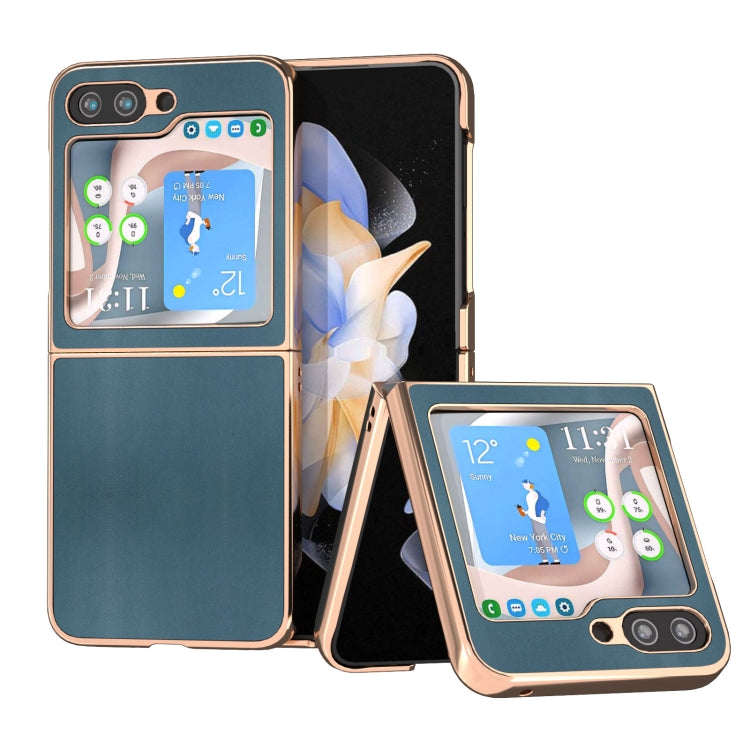 Custodia per telefono con placcatura nano serie Xiaoya in vera pelle, For Samsung Galaxy Z Flip5, For Samsung Galaxy Z Fold5