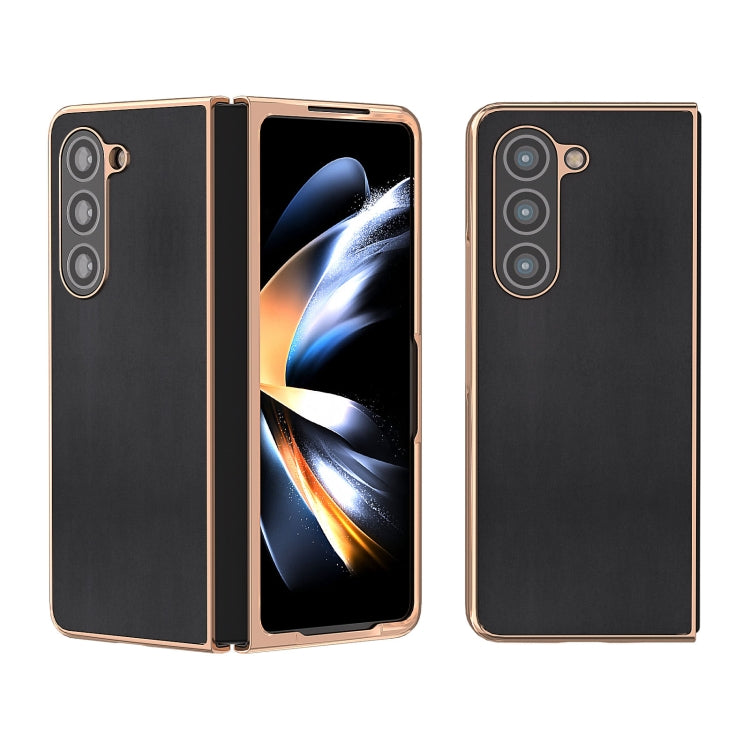 Custodia per telefono con placcatura nano serie Xiaoya in vera pelle, For Samsung Galaxy Z Flip5, For Samsung Galaxy Z Fold5