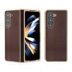 Custodia per telefono con placcatura nano serie Xiaoya in vera pelle, For Samsung Galaxy Z Flip5, For Samsung Galaxy Z Fold5