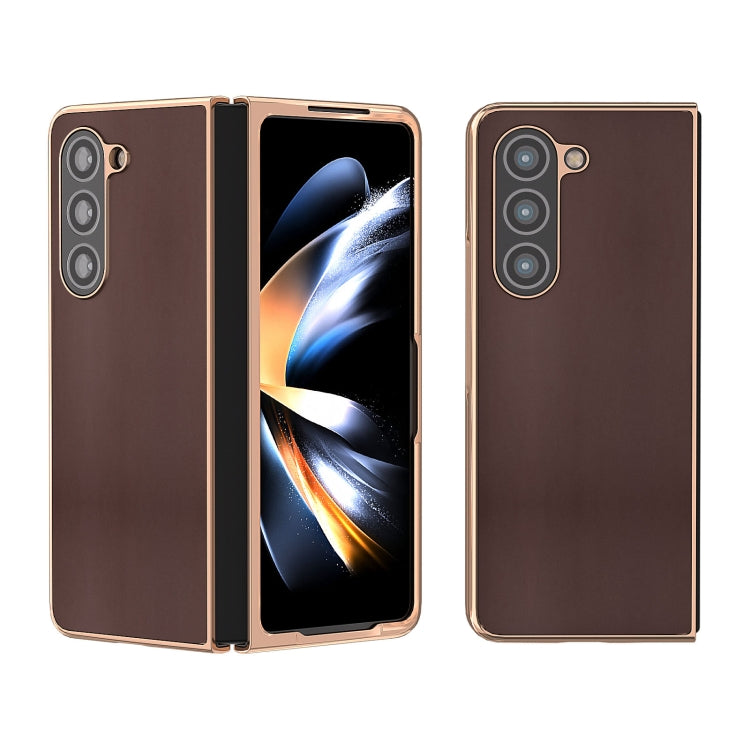 Custodia per telefono con placcatura nano serie Xiaoya in vera pelle, For Samsung Galaxy Z Flip5, For Samsung Galaxy Z Fold5