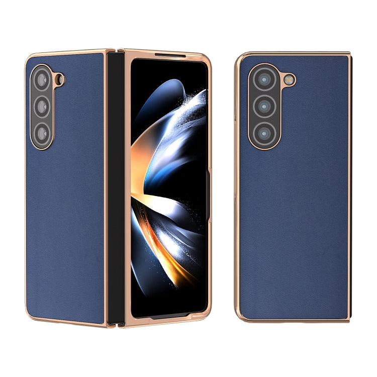 Custodia per telefono con placcatura nano serie Xiaoya in vera pelle, For Samsung Galaxy Z Flip5, For Samsung Galaxy Z Fold5