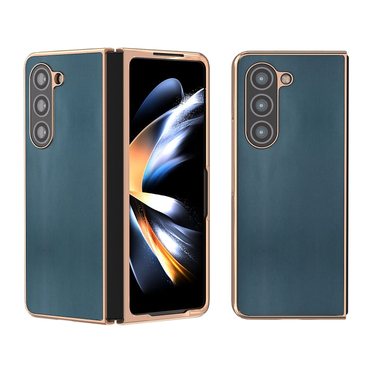Custodia per telefono con placcatura nano serie Xiaoya in vera pelle, For Samsung Galaxy Z Flip5, For Samsung Galaxy Z Fold5