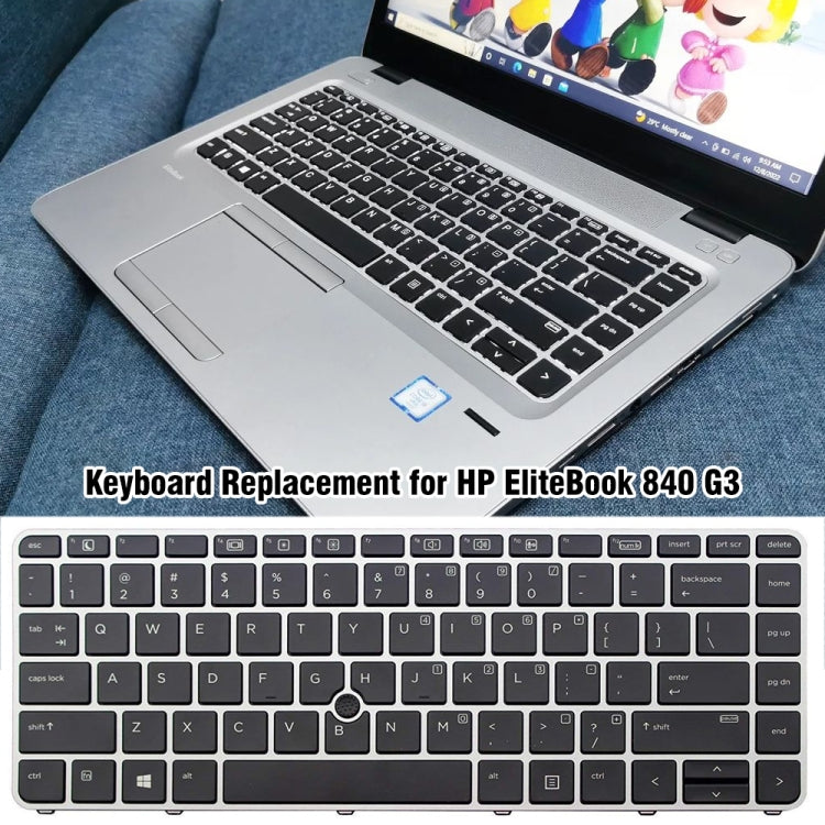 Tastiera retroilluminata per laptop versione US senza dita, For HP EliteBook 840 G3