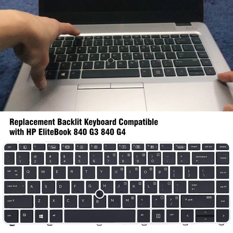 Laptop Backlit Keyboard, For HP EliteBook 840 G3