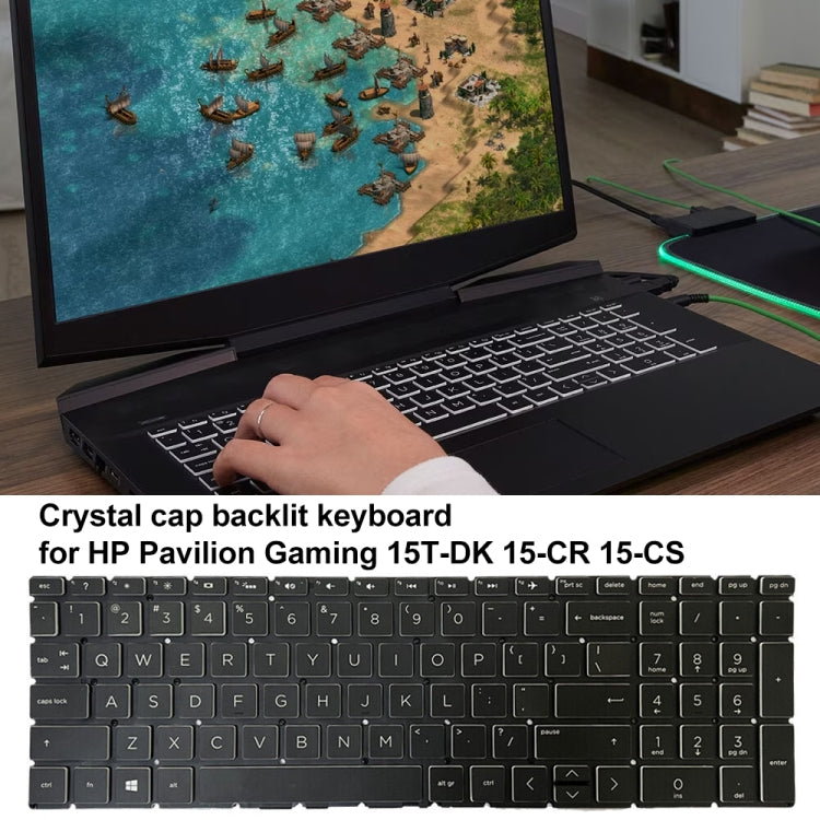 US Version Laptop Backlit Keyboard with Crystal Cap, For HP Pavilion Gaming 15-DK