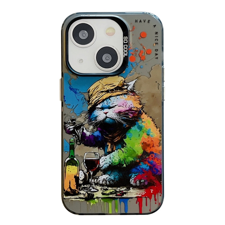 Serie di dipinti a olio con motivo animale PC + custodia per telefono in TPU, For iPhone 13