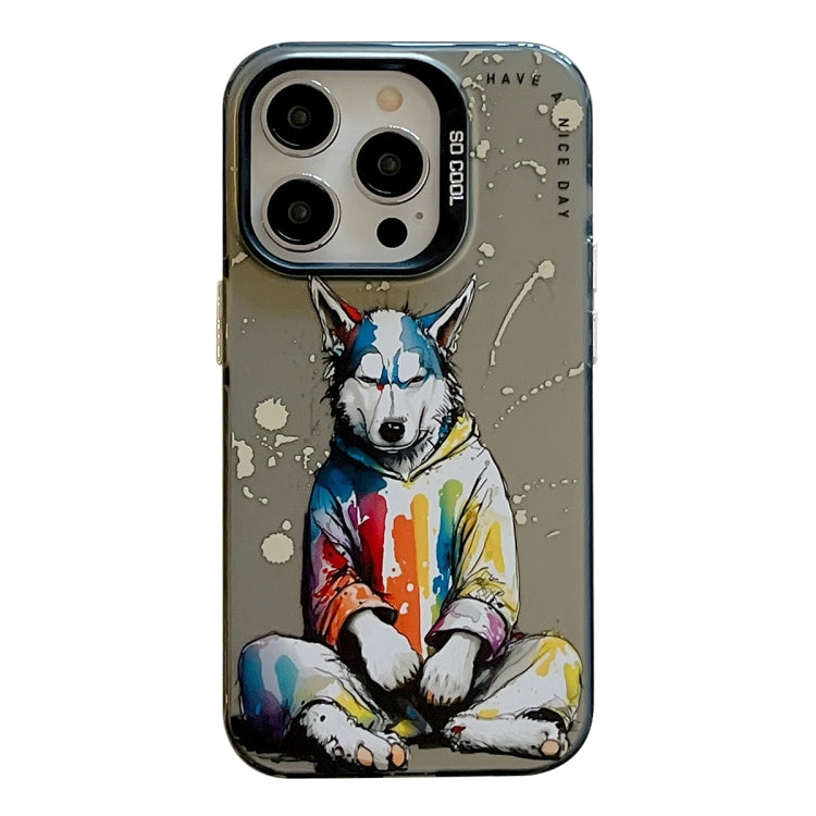 Serie di dipinti a olio con motivo animale PC + custodia per telefono in TPU, For iPhone 15 Pro Max