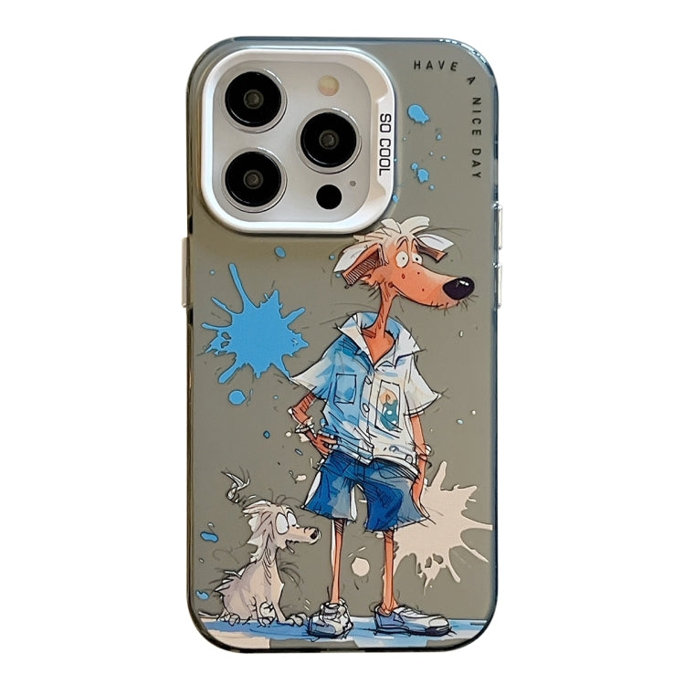 Serie di dipinti a olio con motivo animale PC + custodia per telefono in TPU, For iPhone 15 Pro Max