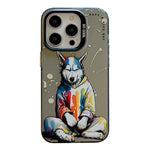 Serie di dipinti a olio con motivo animale PC + custodia per telefono in TPU, For iPhone 15 Pro