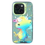 Serie di dipinti a olio con motivo animale PC + custodia per telefono in TPU, For iPhone 15 Plus
