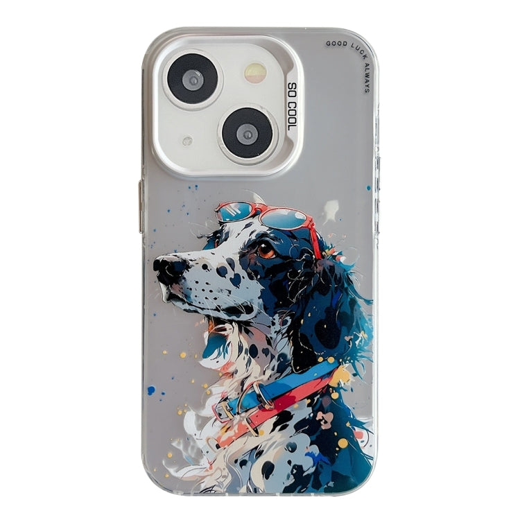 Serie di dipinti a olio con motivo animale PC + custodia per telefono in TPU, For iPhone 15 Plus