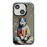 Serie di dipinti a olio con motivo animale PC + custodia per telefono in TPU, For iPhone 15 Plus
