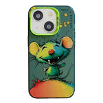 Serie di dipinti a olio con motivo animale PC + custodia per telefono in TPU, For iPhone 15 Plus