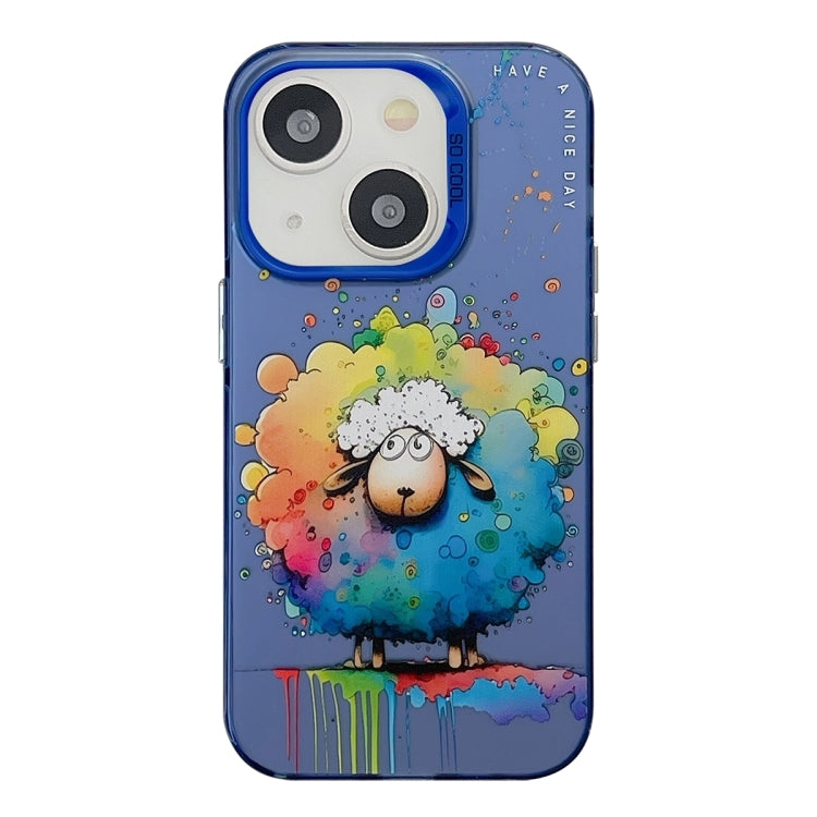 Serie di dipinti a olio con motivo animale PC + custodia per telefono in TPU, For iPhone 15 Plus