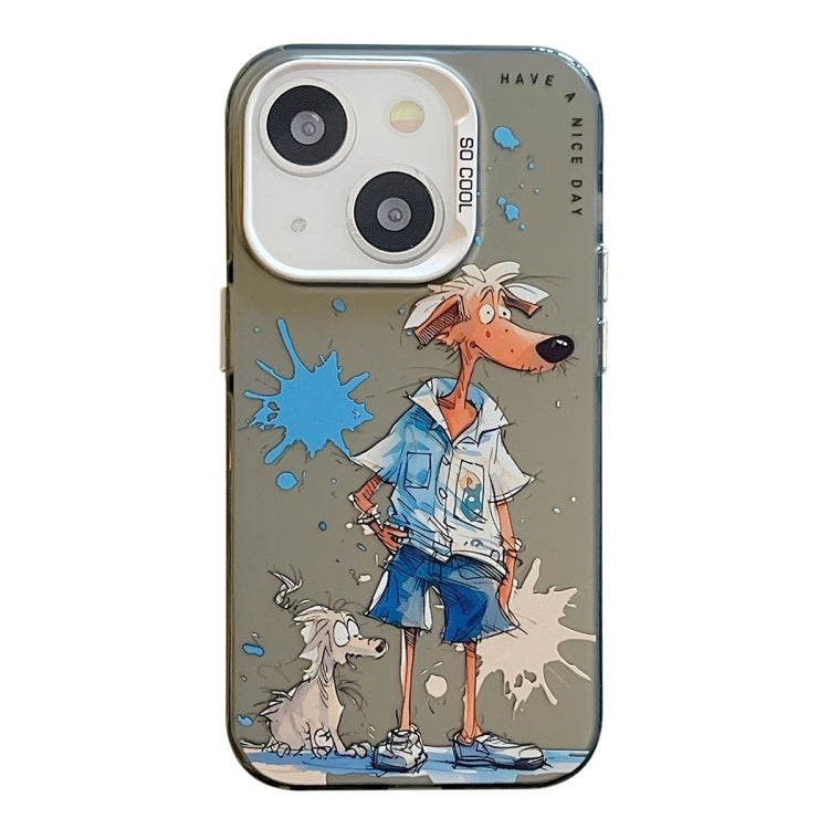 Serie di dipinti a olio con motivo animale PC + custodia per telefono in TPU, For iPhone 15 Plus