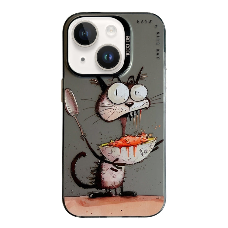 Serie di dipinti a olio con motivo animale PC + custodia per telefono in TPU, For iPhone 14 Plus