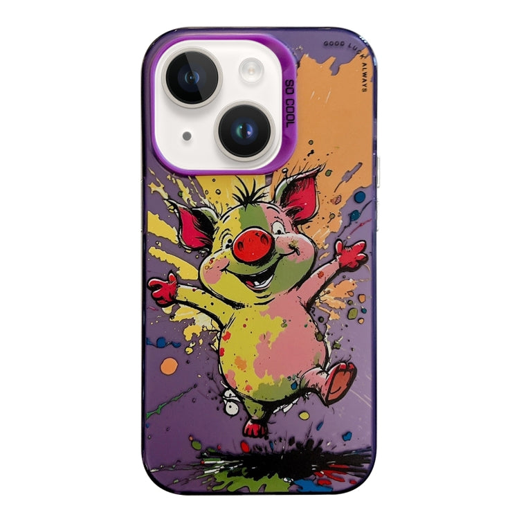 Serie di dipinti a olio con motivo animale PC + custodia per telefono in TPU, For iPhone 14 Plus