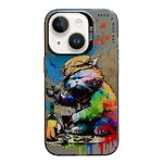 Serie di dipinti a olio con motivo animale PC + custodia per telefono in TPU, For iPhone 14 Plus