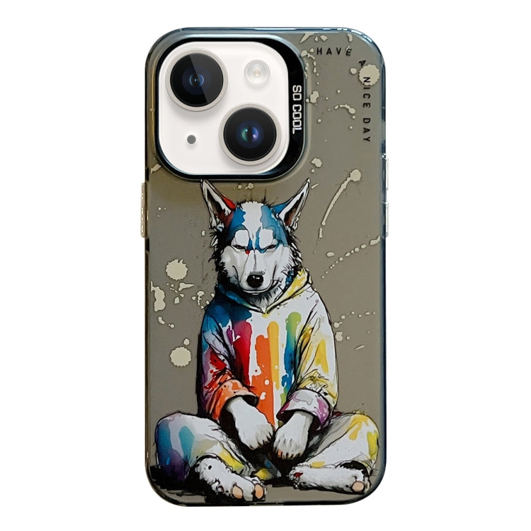 Serie di dipinti a olio con motivo animale PC + custodia per telefono in TPU, For iPhone 14 Plus