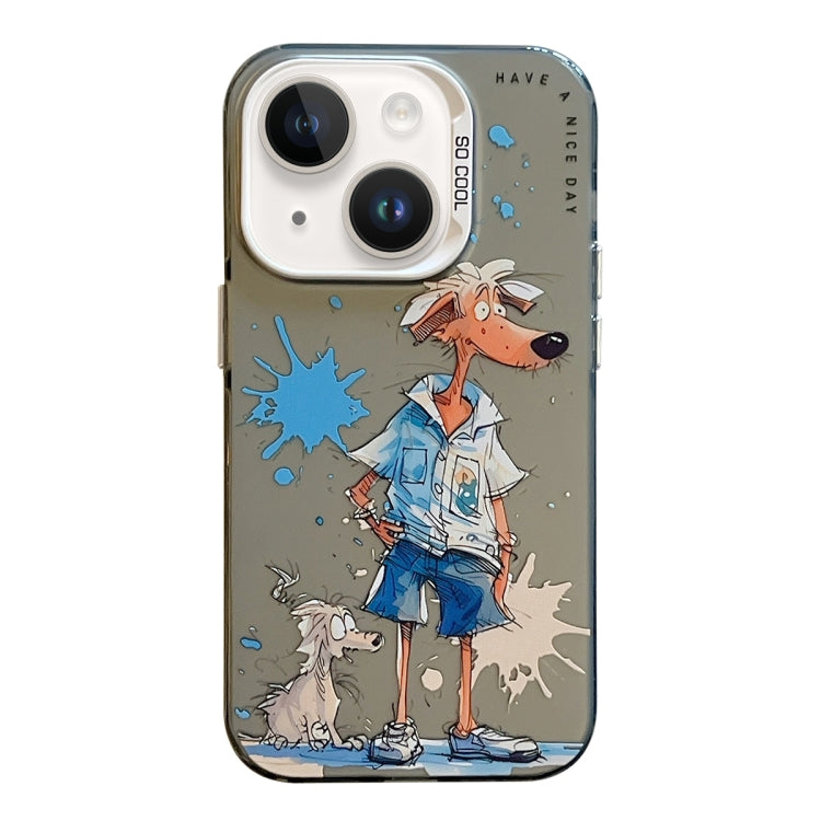 Serie di dipinti a olio con motivo animale PC + custodia per telefono in TPU, For iPhone 14 Plus