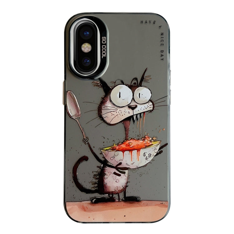 Serie di dipinti a olio con motivo animale PC + custodia per telefono in TPU, For iPhone X / XS