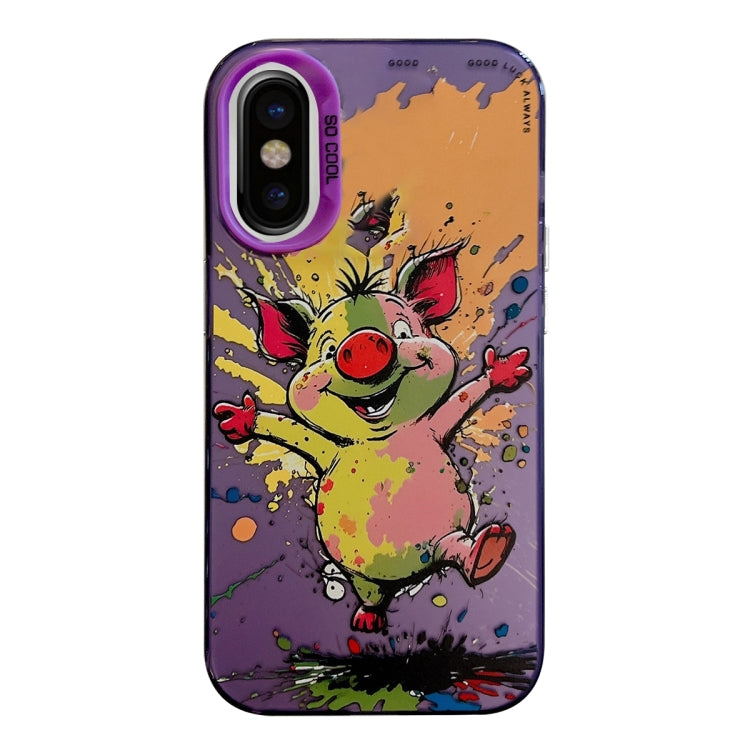Serie di dipinti a olio con motivo animale PC + custodia per telefono in TPU, For iPhone X / XS