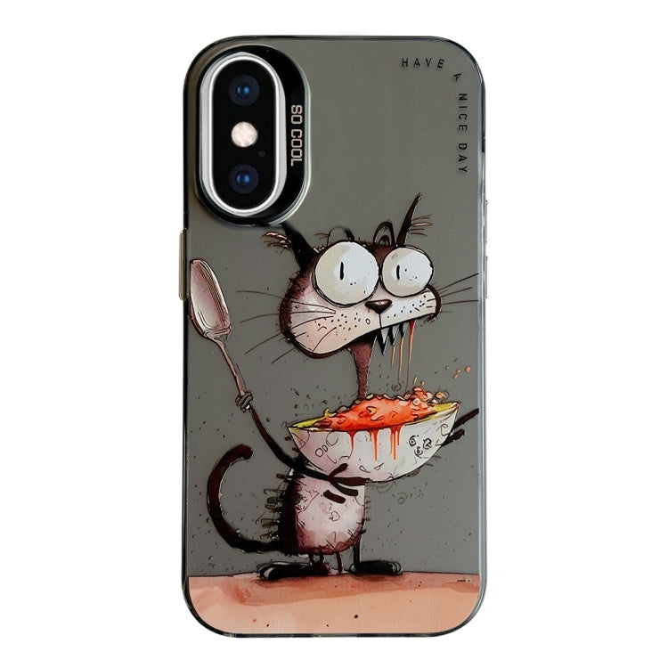 Serie di dipinti a olio con motivo animale PC + custodia per telefono in TPU, For iPhone XS Max
