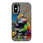 Serie di dipinti a olio con motivo animale PC + custodia per telefono in TPU, For iPhone XS Max