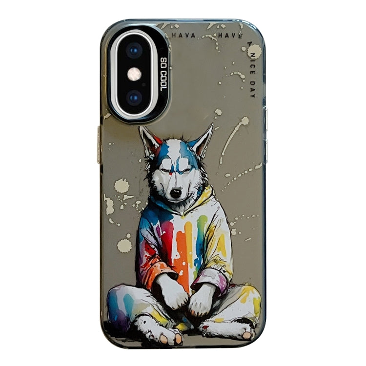 Serie di dipinti a olio con motivo animale PC + custodia per telefono in TPU, For iPhone XS Max