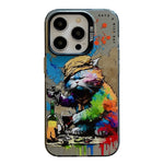 Serie di dipinti a olio con motivo animale PC + custodia per telefono in TPU, For iPhone 16 Pro Max