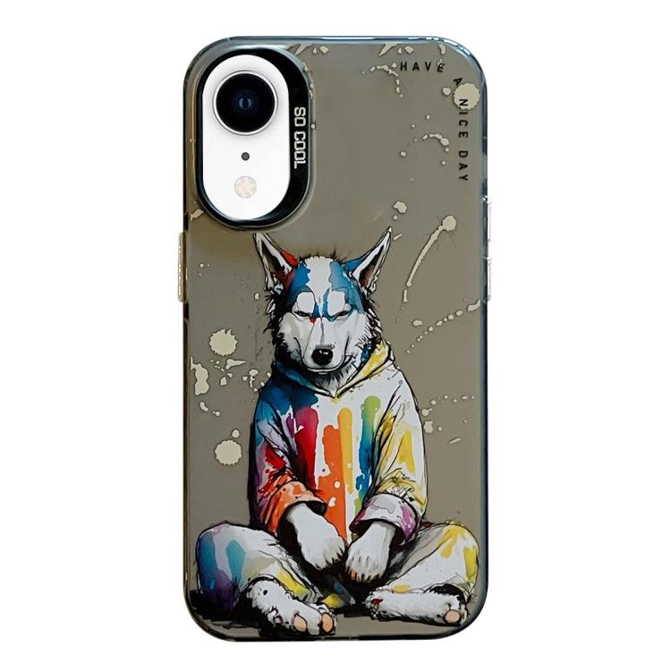 Serie di dipinti a olio con motivo animale PC + custodia per telefono in TPU, For iPhone XR
