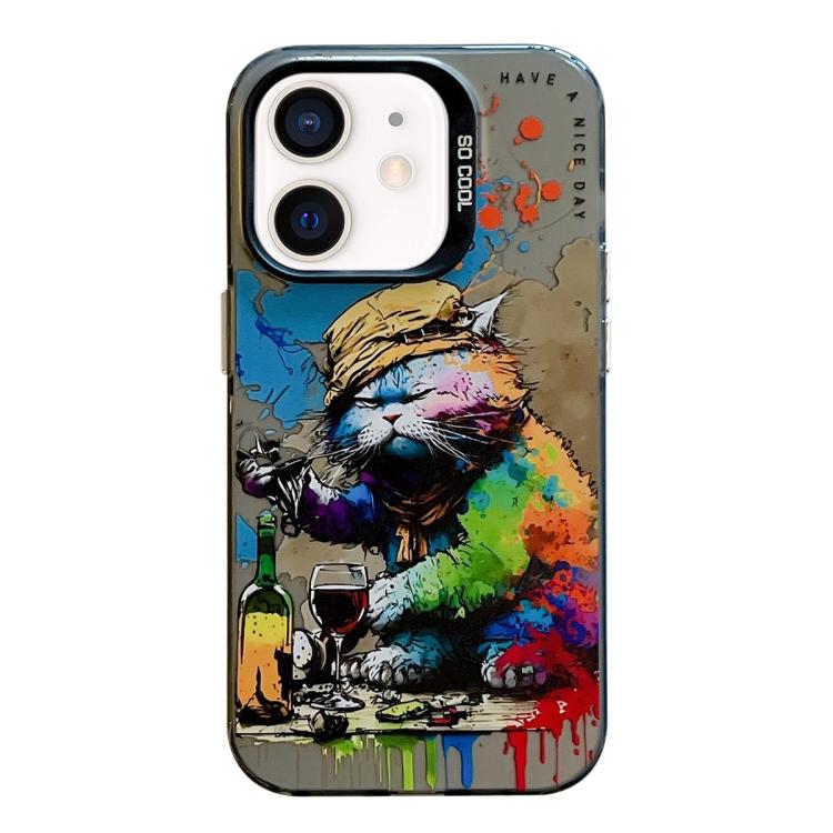 Serie di dipinti a olio con motivo animale PC + custodia per telefono in TPU, For iPhone 12 mini
