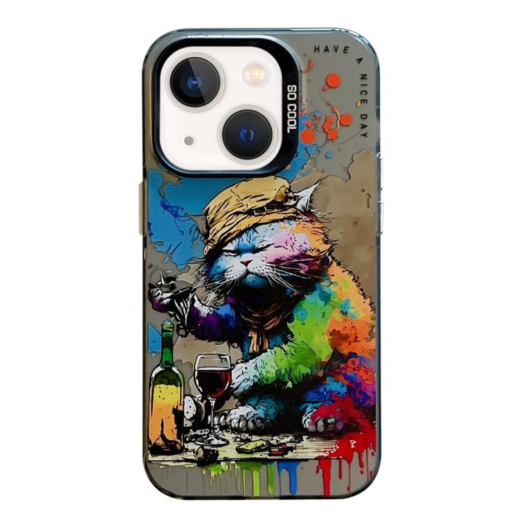 Serie di dipinti a olio con motivo animale PC + custodia per telefono in TPU, For iPhone 13 mini