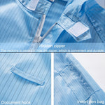 Tuta da lavoro antipolvere con cappuccio diviso antistatico a righe, S, M, L, XL