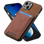 Custodia per telefono in pelle di pelle con texture denim con slot per schede, For iPhone 15 Pro Max, For iPhone 15 Pro, For iPhone 15 Plus, For iPhone 15