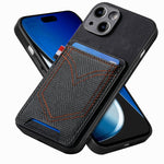 Custodia per telefono in pelle di pelle con texture denim con slot per schede, For iPhone 15 Pro Max, For iPhone 15 Pro, For iPhone 15 Plus, For iPhone 15