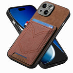 Custodia per telefono in pelle di pelle con texture denim con slot per schede, For iPhone 15 Pro Max, For iPhone 15 Pro, For iPhone 15 Plus, For iPhone 15