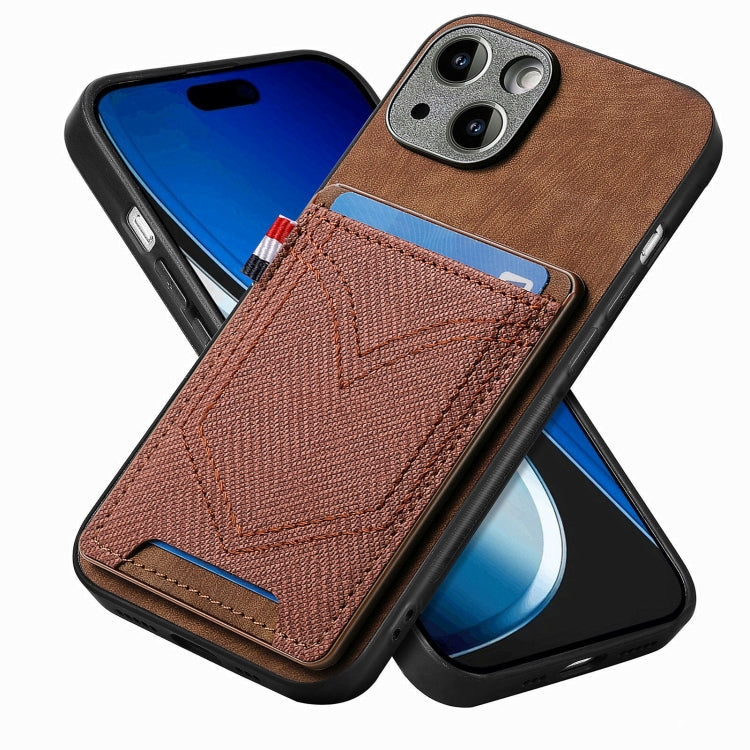 Custodia per telefono in pelle di pelle con texture denim con slot per schede, For iPhone 15 Pro Max, For iPhone 15 Pro, For iPhone 15 Plus, For iPhone 15
