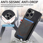 Custodia per telefono in pelle di pelle con texture denim con slot per schede, For iPhone 15 Pro Max, For iPhone 15 Pro, For iPhone 15 Plus, For iPhone 15