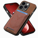Custodia per telefono in pelle di pelle con texture denim con slot per schede, For iPhone 15 Pro Max, For iPhone 15 Pro, For iPhone 15 Plus, For iPhone 15