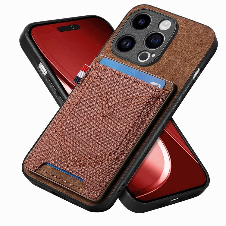 Custodia per telefono in pelle di pelle con texture denim con slot per schede, For iPhone 15 Pro Max, For iPhone 15 Pro, For iPhone 15 Plus, For iPhone 15