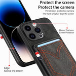 Custodia per telefono in pelle di pelle con texture denim con slot per schede, For iPhone 14 Pro, For iPhone 14 Pro Max