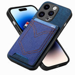 Custodia per telefono in pelle di pelle con texture denim con slot per schede, For iPhone 14 Pro, For iPhone 14 Pro Max