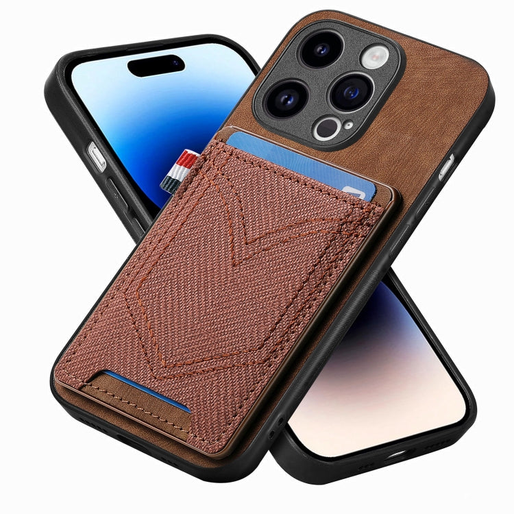 Custodia per telefono in pelle di pelle con texture denim con slot per schede, For iPhone 14 Pro, For iPhone 14 Pro Max