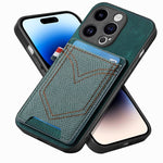 Custodia per telefono in pelle di pelle con texture denim con slot per schede, For iPhone 14 Pro, For iPhone 14 Pro Max