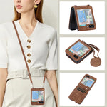Custodia per telefono in pelle a vibrazione orizzontale con slot per penna, For Samsung Galaxy Z Fold5, For Samsung Galaxy Z Flip5