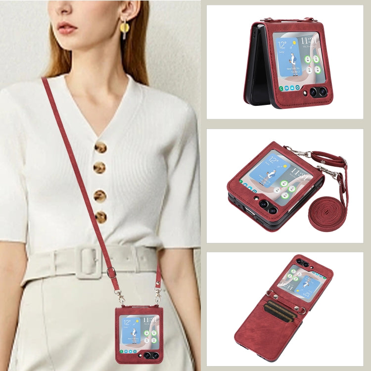 Custodia per telefono in pelle a vibrazione orizzontale con slot per penna, For Samsung Galaxy Z Fold5, For Samsung Galaxy Z Flip5