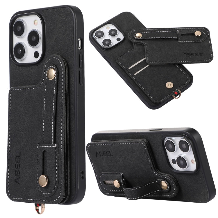ABEEL Litchi Texture Card Bag Custodia per cellulare in PU, For iPhone 15 Pro Max, For iPhone 15 Pro, For iPhone 15 Plus, For iPhone 15, For iPhone 14 Plus, For iPhone 14